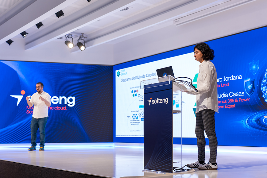 Marc Jordana, Digital Lead de Softeng, y Claudia Casas, Dynamics 365 & Power Platform Expert de Softeng